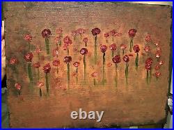 Oil painting signed Through the Flowers of War Abstract On Canvas Original Wow