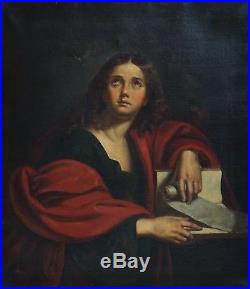 Old Master 19 Century Original Oil Painting On Canvas Portrait Of Saint