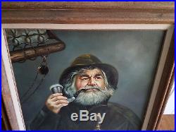 Old Sea Captain Kim Benson Vintage Original Oil on Canvas Painting Portrait