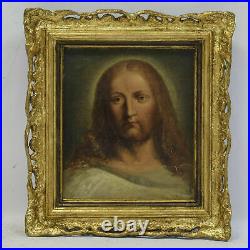 Old oil painting from the 19th century Portrait of Jesus Christ 15 x 14 in
