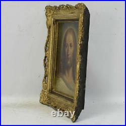 Old oil painting from the 19th century Portrait of Jesus Christ 15 x 14 in