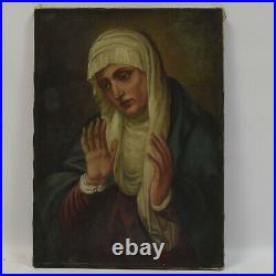 Old paintings from around 1900-1930 Mater Dolorosa with open hands 20,5 x 15 in