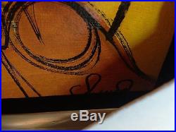 Oneida Leiva Cat Jam Original acrylic on Canvas Cuba 83X36 Signed