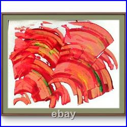 Orange Curves Contemporary Abstract Original Paper Wall Art Acrylic 11x14 BACH
