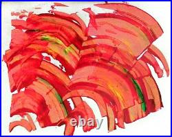 Orange Curves Contemporary Abstract Original Paper Wall Art Acrylic 11x14 BACH