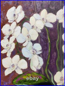 Orchids Original Oil Painting Flowers Floral Hand Painted Impasto Art 22x18 in