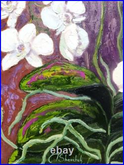 Orchids Original Oil Painting Flowers Floral Hand Painted Impasto Art 22x18 in