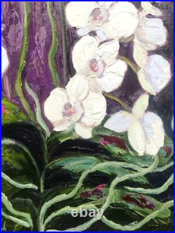 Orchids Original Oil Painting Flowers Floral Hand Painted Impasto Art 22x18 in
