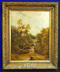 Original 1800's R. Stubbs Oil on Canvas British Landscape in Gilt Frame