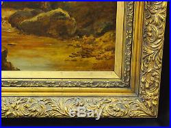 Original 1800's R. Stubbs Oil on Canvas British Landscape in Gilt Frame