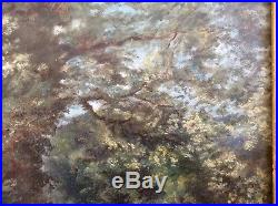 Original 1800s Signed Oil Painting on Linen Canvas, Impressionist Landscape, Frame