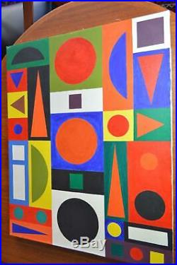 Original 1960s Geometric Oil on Canvas Mid Century Modern Painting