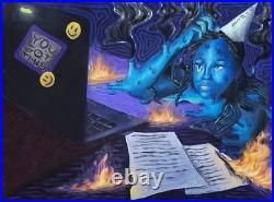 Original 24x18 Painting on Canvas Board Burnout Artist Signed