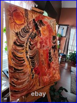 Original 30 x 20 Multiple Texured Oil Painting On Canvas Signed by Artist