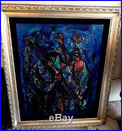 Original Abraham Rattner Oil on Canvas Figures with Nets c1951 With Custom Frame