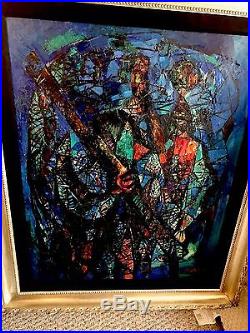 Original Abraham Rattner Oil on Canvas Figures with Nets c1951 With Custom Frame