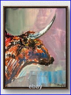 Original Abstract 11x14 Acrylic Animal Canvas Signed Vibrant Wall Art A170