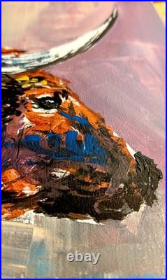 Original Abstract 11x14 Acrylic Animal Canvas Signed Vibrant Wall Art A170