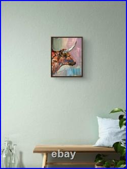Original Abstract 11x14 Acrylic Animal Canvas Signed Vibrant Wall Art A170
