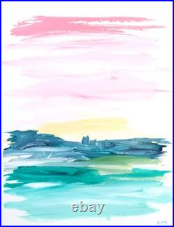 Original Abstract 9x12 Acrylic Landscape Signed Pastel Art on Paper Decor