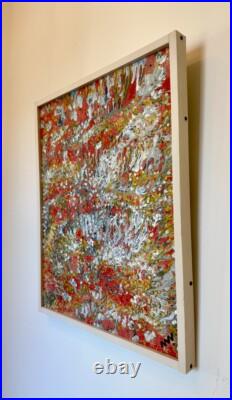 Original Abstract Acrylic Painting 28x23. Framed Signed Canvas Wall Art Decor
