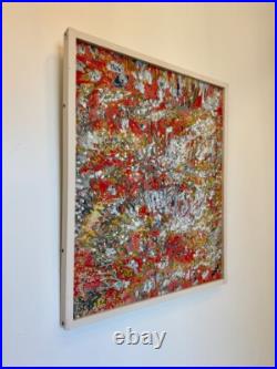 Original Abstract Acrylic Painting 28x23. Framed Signed Canvas Wall Art Decor