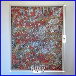 Original Abstract Acrylic Painting 28x23. Framed Signed Canvas Wall Art Decor