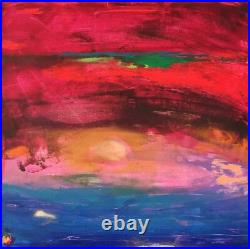 Original Abstract Art 12 x 12 Sunset Signed Acrylic Painting on Canvas