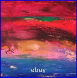 Original Abstract Art 12 x 12 Sunset Signed Acrylic Painting on Canvas