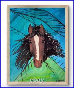 Original Abstract Expressionism 11x14 Horse Colorful Canvas Fine Art Wachtel