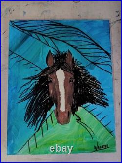 Original Abstract Expressionism 11x14 Horse Colorful Canvas Fine Art Wachtel