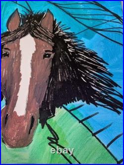 Original Abstract Expressionism 11x14 Horse Colorful Canvas Fine Art Wachtel