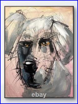 Original Abstract Expressionism 12x16 Dog Gestural Colorful Signed Fine Art 537