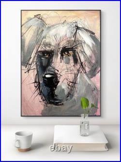 Original Abstract Expressionism 12x16 Dog Gestural Colorful Signed Fine Art 537