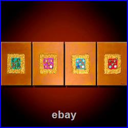 Original Abstract Large Modern Canvas Art Signed framed Oil Painting Wall Jewels