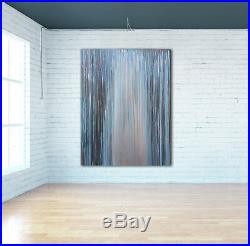 Original Abstract Painting 48x36 Large Canvas Art Gray/Blue Abstract Modern Art