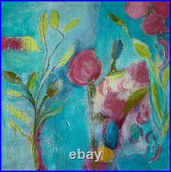 Original Abstract Painting BRIGHT & COLORFUL Art Canvas Signed #34 New Growth