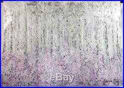 Original Abstract Silver Birches Acrylic On Canvass Painting Patricia May Clark
