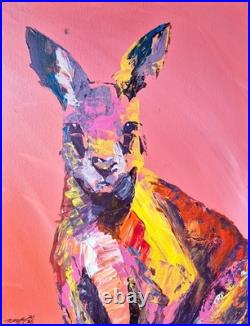 Original Acrylic 11x14 Abstract Animal Painting Signed Bold Wall Art Decor A110