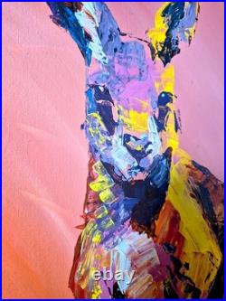 Original Acrylic 11x14 Abstract Animal Painting Signed Bold Wall Art Decor A110