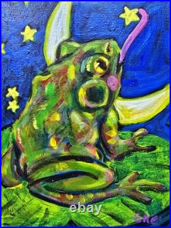Original Acrylic Magic Frog Toad Modern Expressionist Pop Art On Canvas