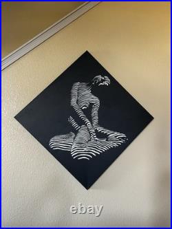 Original Acrylic Painting 36x36 Black White Modern Figurative Abstract Wall Art