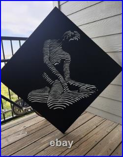 Original Acrylic Painting 36x36 Black White Modern Figurative Abstract Wall Art