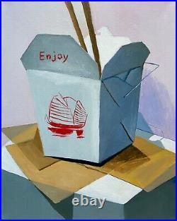 Original Acrylic Painting on Canvas, 16x20 inches, Chinese Takeout Box