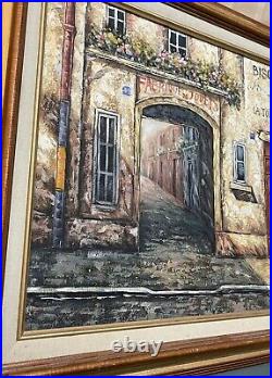 Original Acrylic on Canvas Framed Painting by C Zeter Bistro Scene 15.5 x 19.5