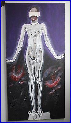 Original African American Black Art Painting on 24 x 48 CANVAS 1 of 1 signed