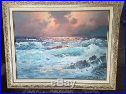 Original Alexander Dzigurski Carmel, California Seascape Oil on Canvas Ca. 1965