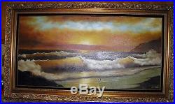 Original Anthony Casay Framed Oil On Canvas Painting 24 X 48 Golden Shores