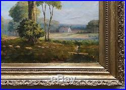 Original Antique Oil on Canvas Painting, landscape, 38 1/8 x 30 framed