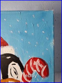 Original Art 14x11 Colorful Modern Art Christmas Painting on Canvas